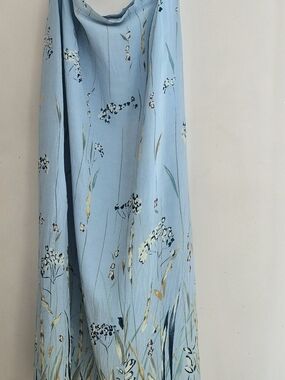 Vintage Simon Chang Sky Blue Floral Maxi Skirt